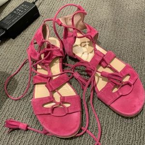 Pink Stuart Weitzman gladiator sandals
